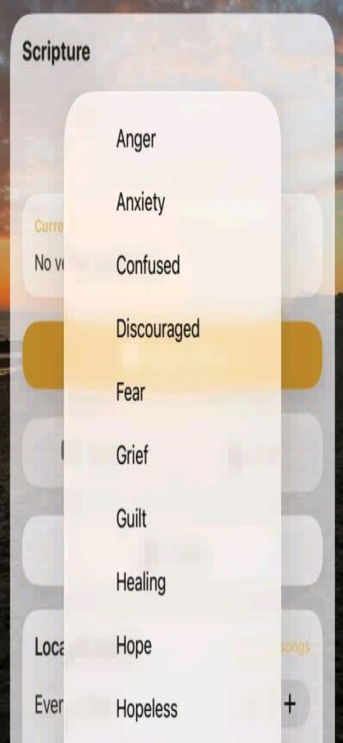 iOS mood selector