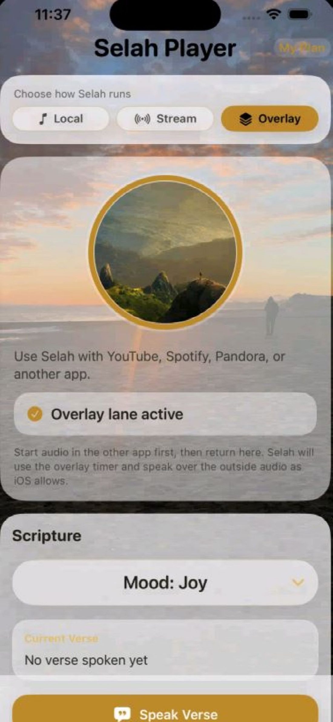 Overlay mode in Selah Player