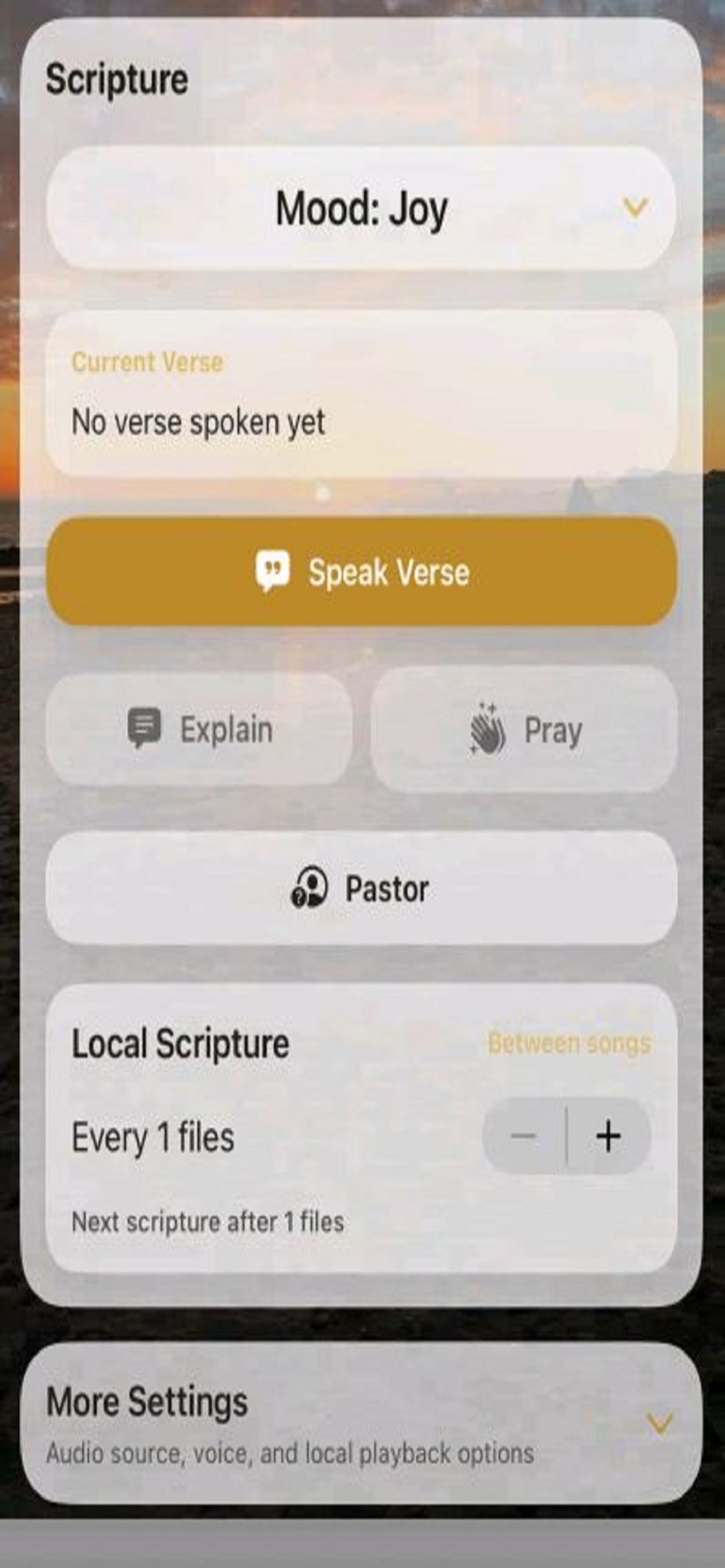 Scripture card in Selah Player